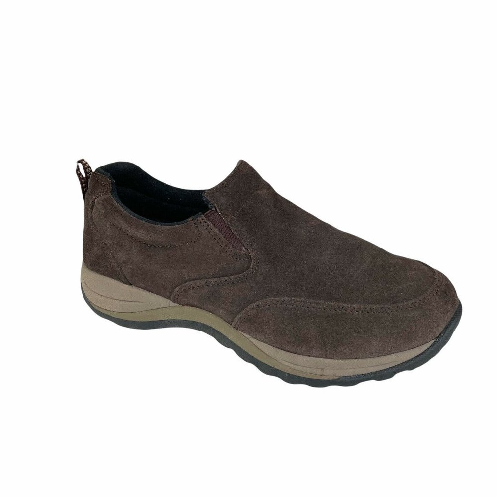 LL Bean womens comfort moccasin brown suede sz 7.5 wide